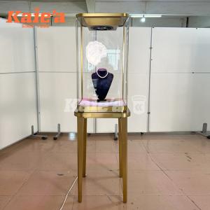 Stainless Steel Vertical Jewelry Display Tower with Glass Panels