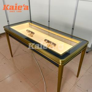 Stainless Steel Jewelry Display Table with Glass Top for Boutique Stores