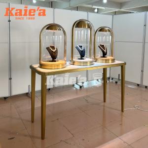 Round Stainless Steel Jewelry Display Case with Transparent Glass Cloche