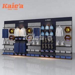 Luxury Boutique Men’s Clothing Display System with LED Lighting and Gold Accents