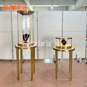 Tall Stainless Steel Jewelry Display Cabinet with LED Illumination