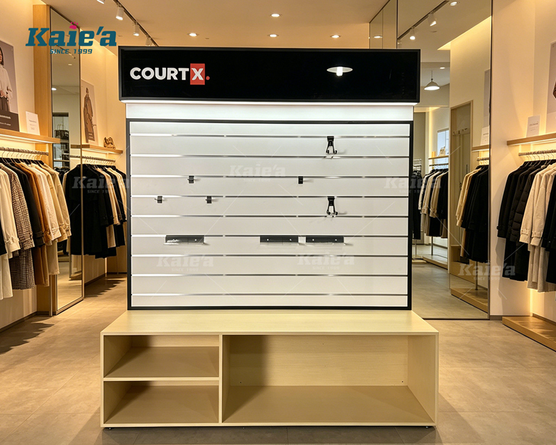 Display cabinet of sports store with aluminum channel