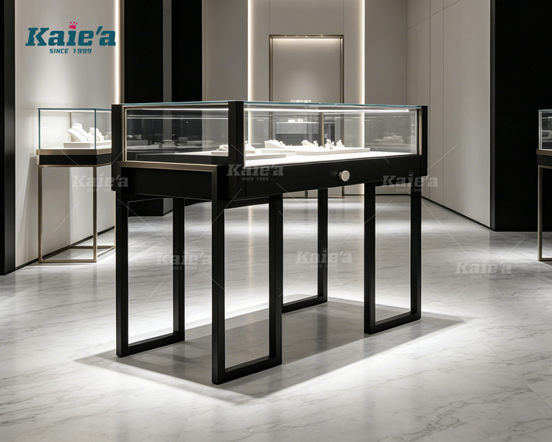 Display table jewelry cabinet black
