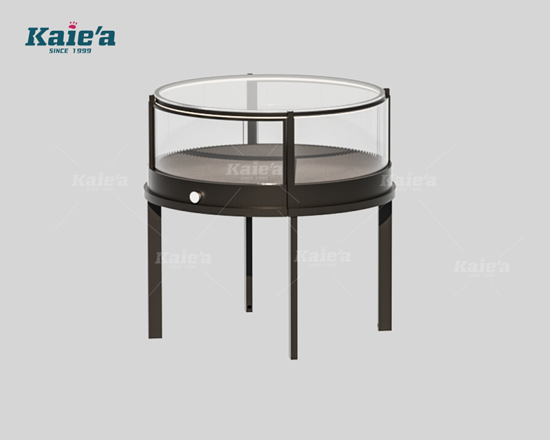 Frameless round jewelry cabinet in black