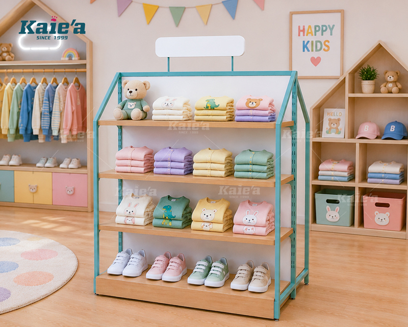 Children's clothing store island display rack