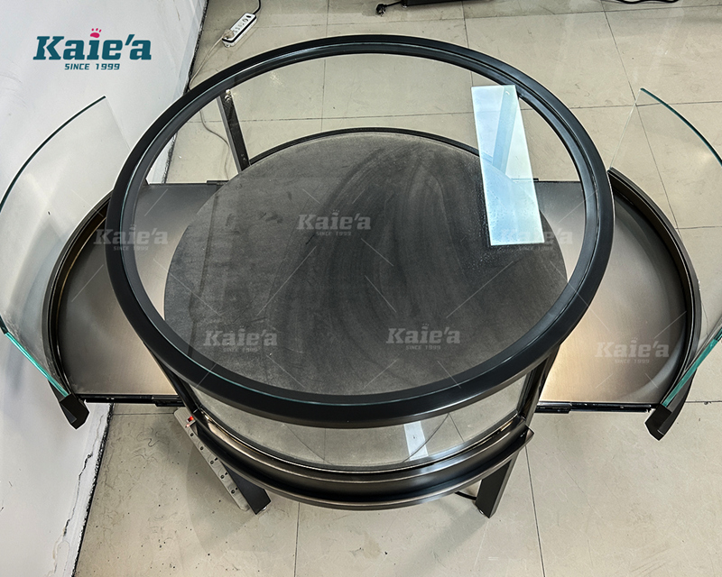 Frameless round jewelry cabinet in black