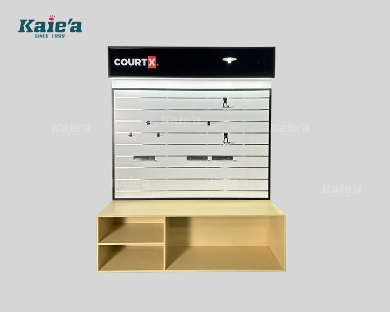 Display cabinet of sports store with aluminum channel