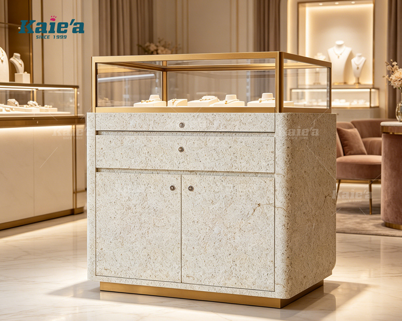 Stone-finished exquisite watch display cabinet