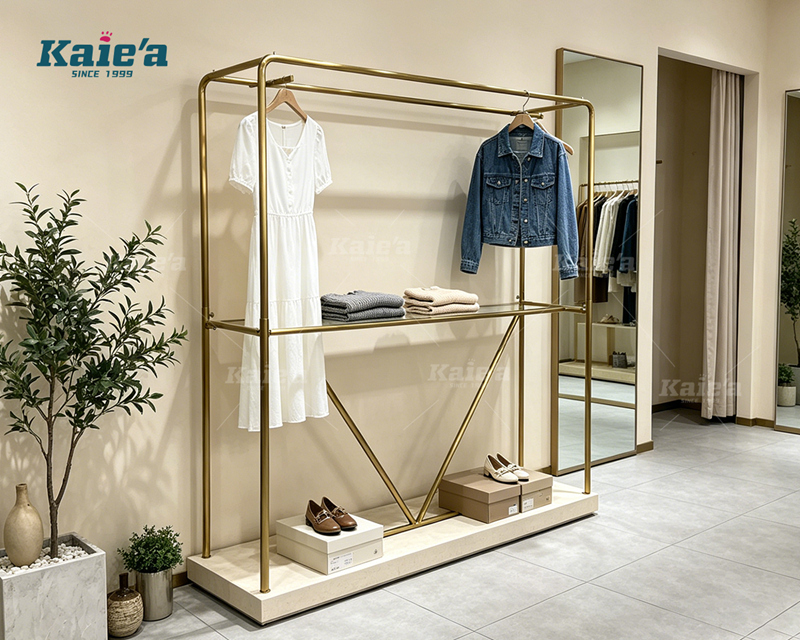 Gold stainless steel clothing display rack A