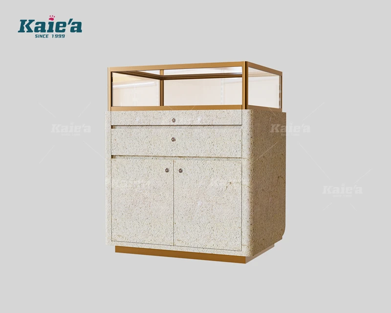 Stone-finished exquisite watch display cabinet