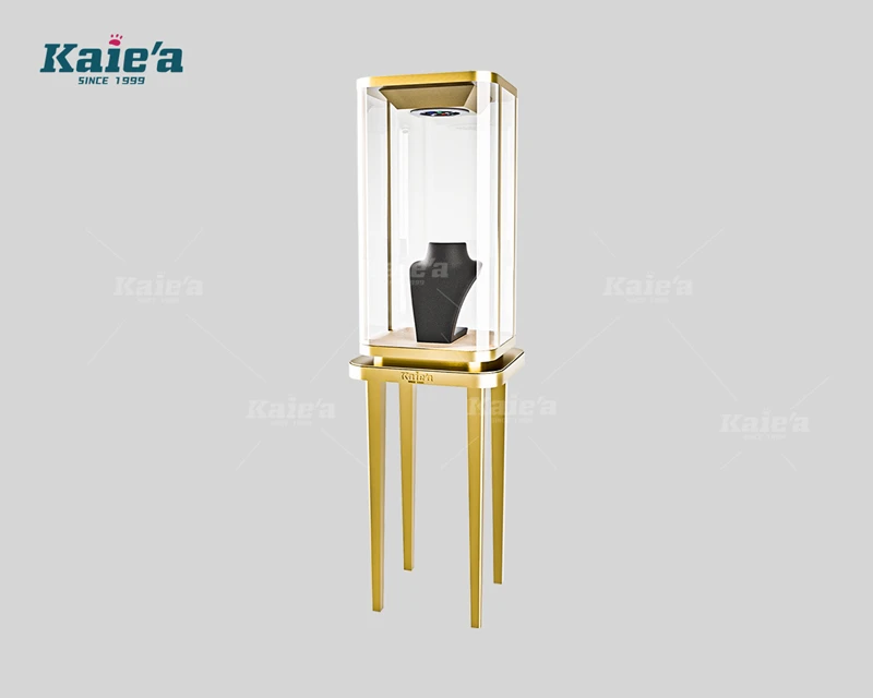 Luxurious single-door curved jewelry cabinet - tall model