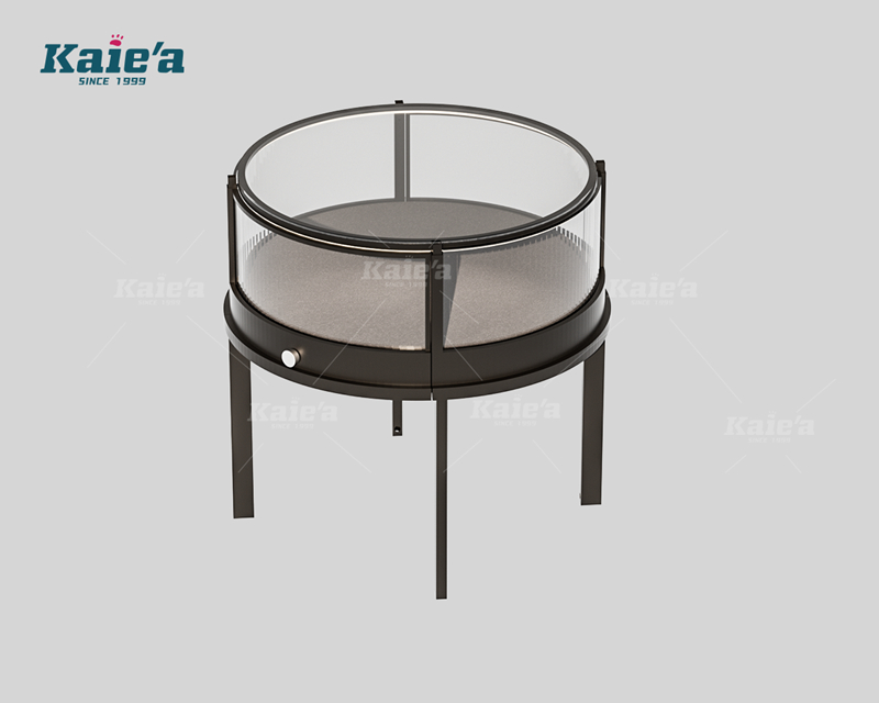 Frameless round jewelry cabinet in black