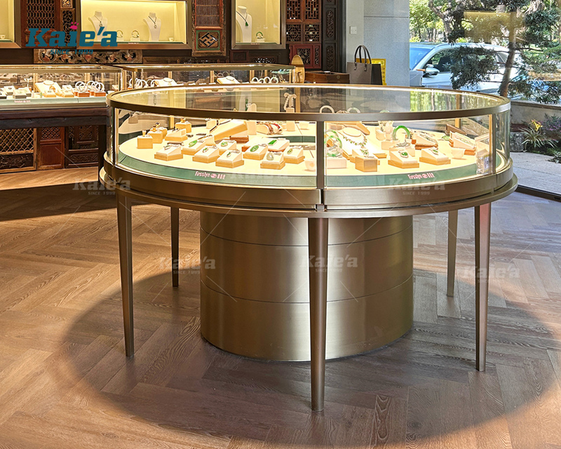 Oval high-end golden jewelry cabinet