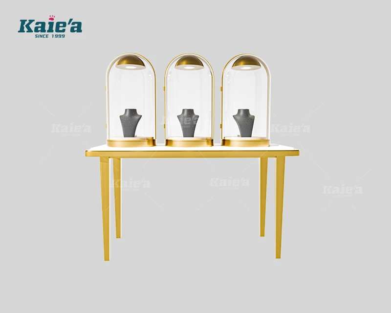 Luxurious jewelry display table comes with 3 small display cabinets