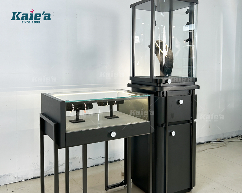 Display table jewelry cabinet black