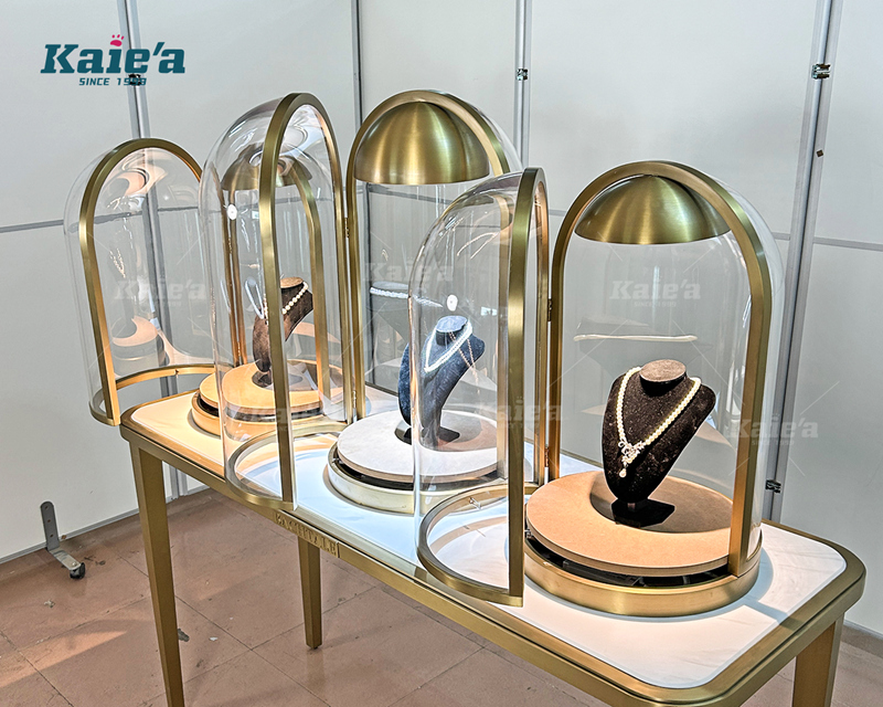 Luxurious jewelry display table comes with 3 small display cabinets