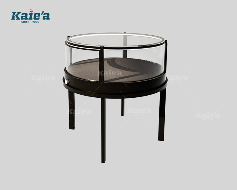 Frameless round jewelry cabinet in black
