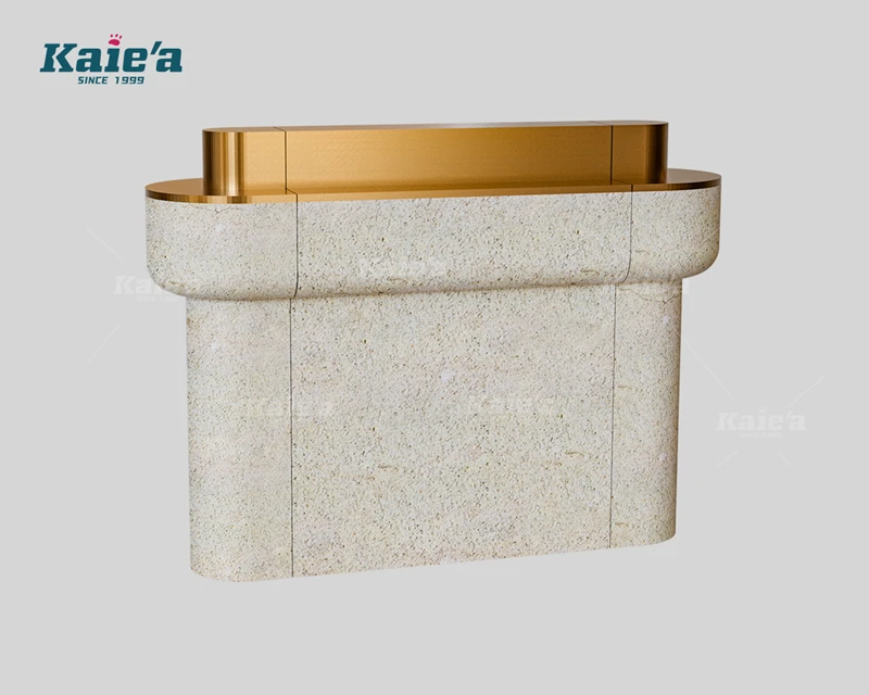 Stone-finished perfume display stand