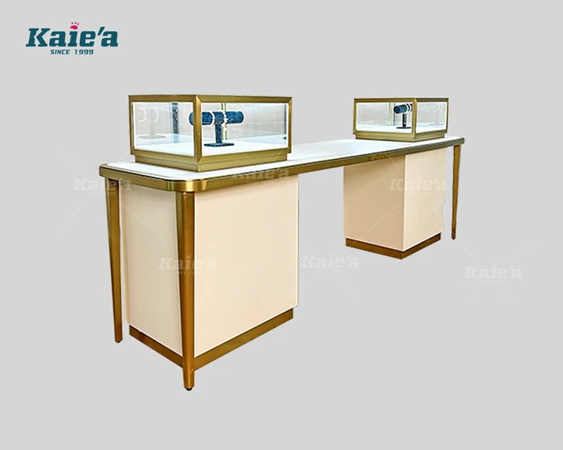 Luxurious negotiation table with two jewelry display cabinets