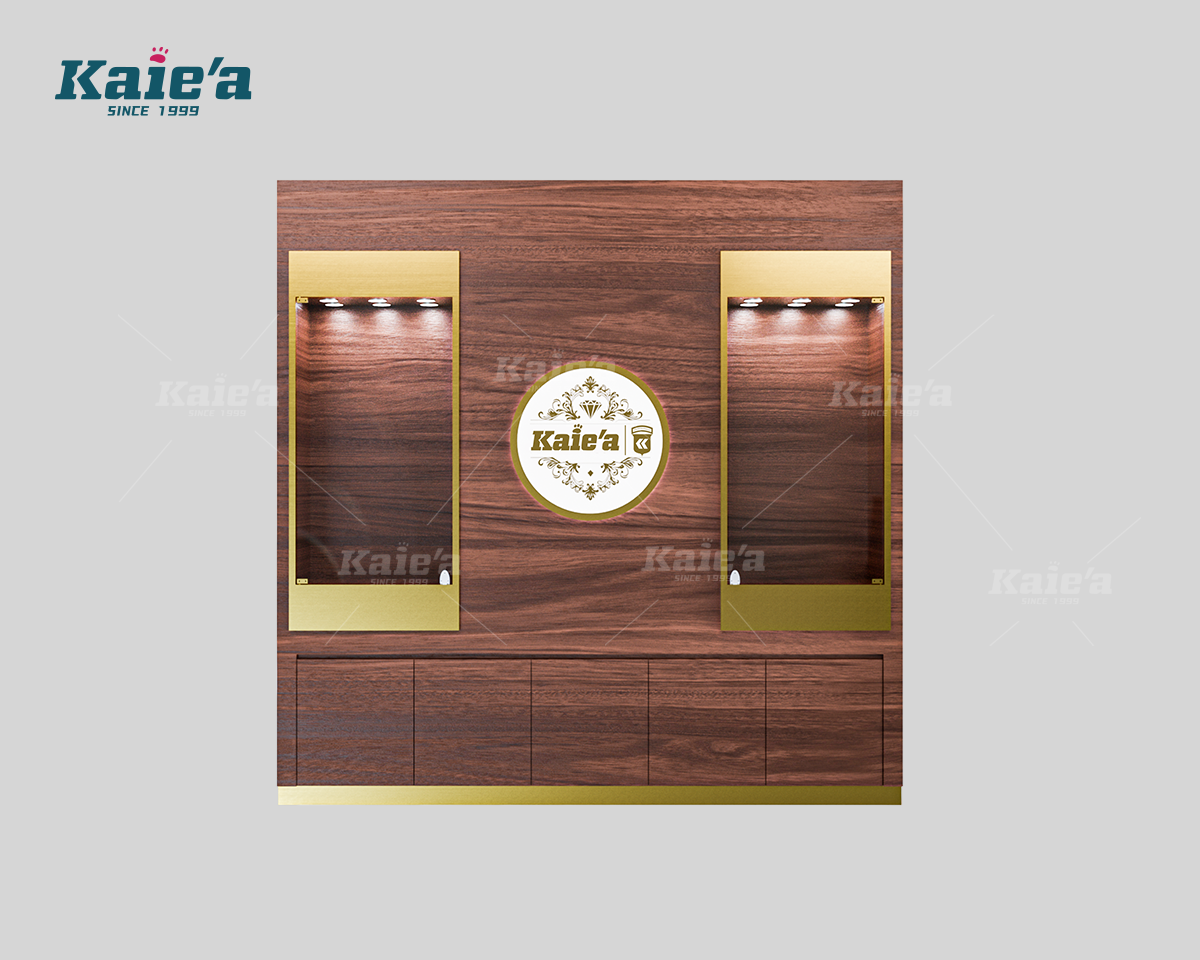 Dark Wood Luxury Jewelry Wall Display Cabinet
