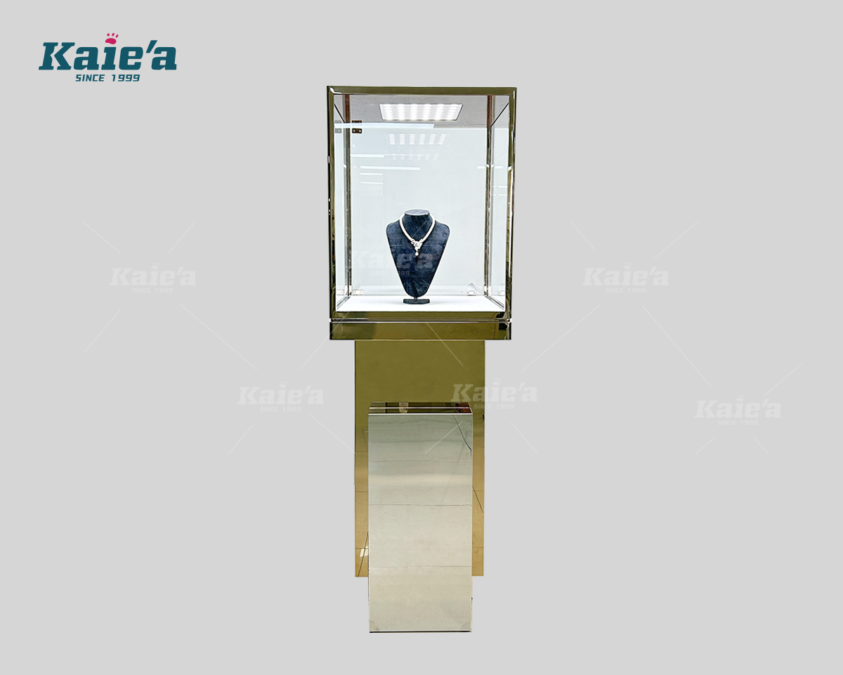 Abstract Stacked Tall Jewelry Showcase Pedestal