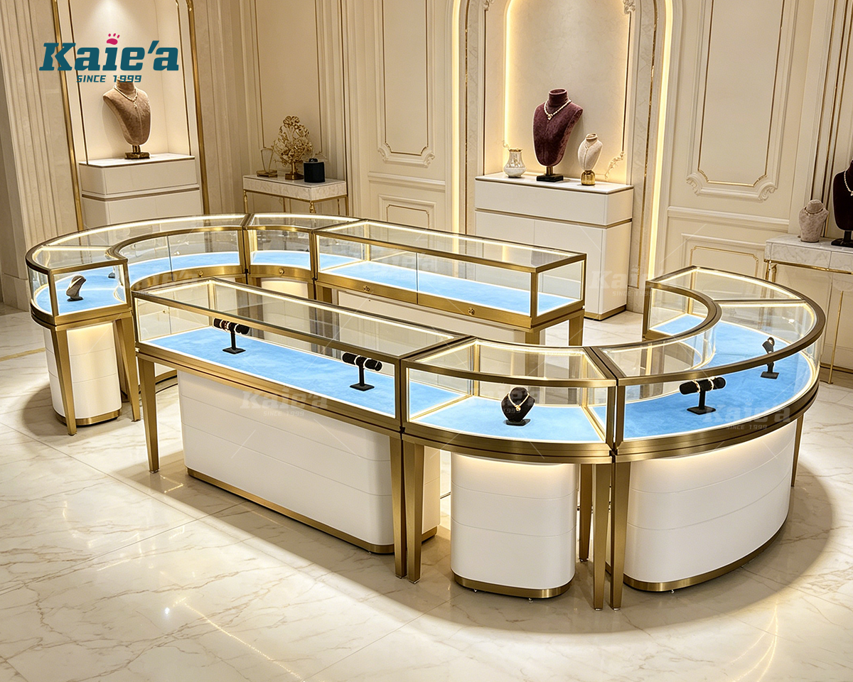 Oval Curved Island Jewelry Showcase