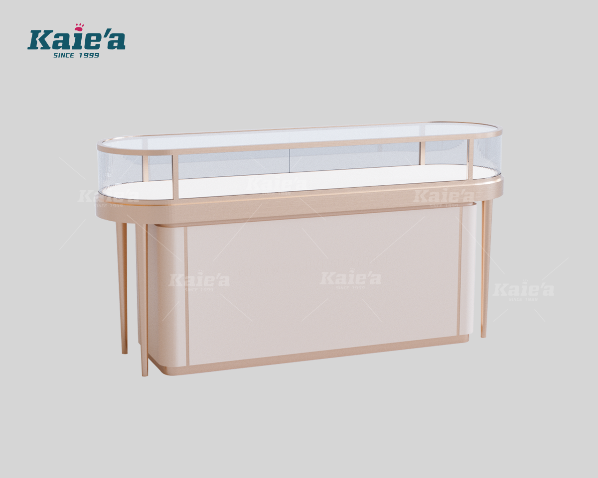 Elongated Curved Jewelry Vitrine