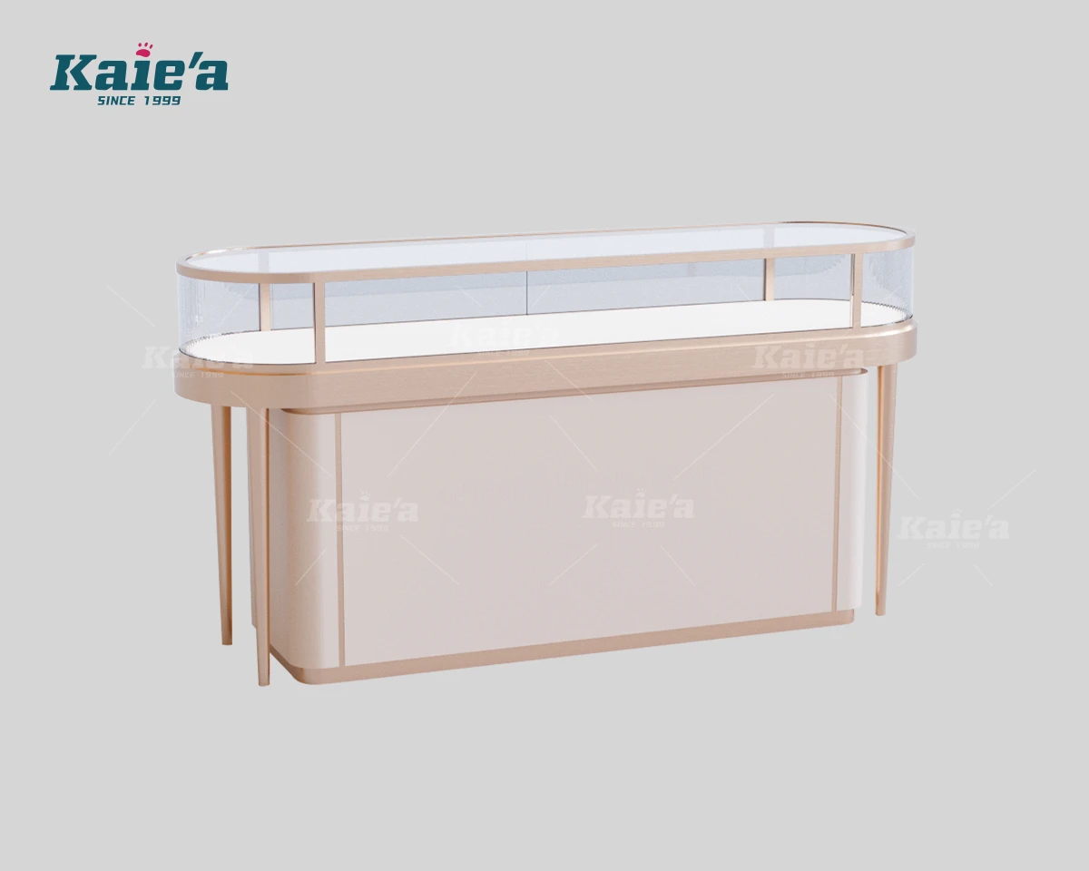 Elongated Curved Jewelry Vitrine