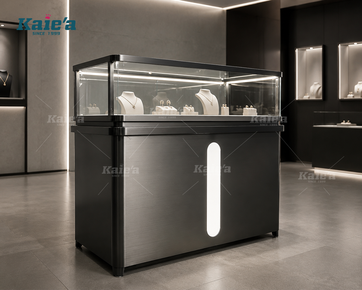 Dark Stainless Steel Jewelry Vitrine