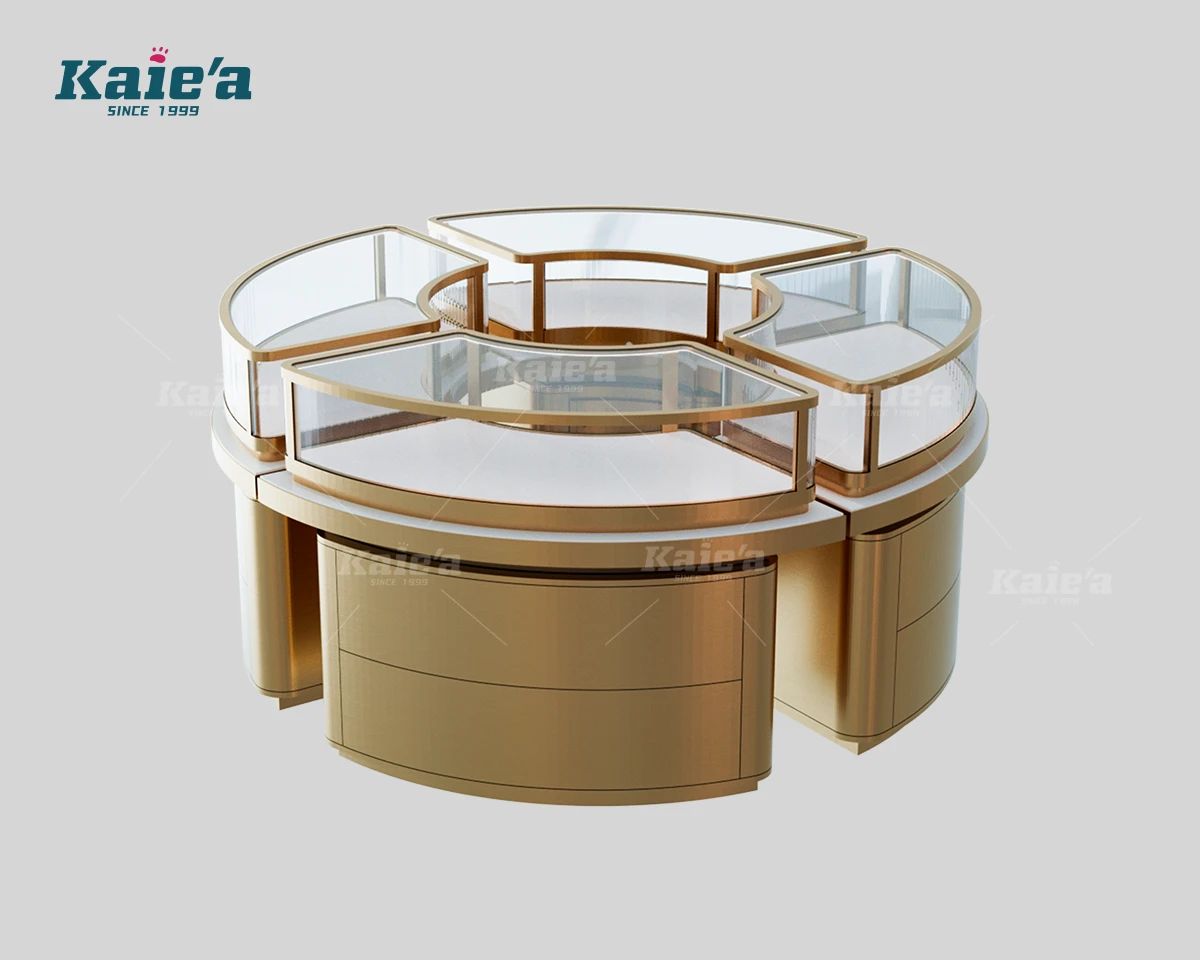 Petal Shape Round Jewelry Island Vitrine