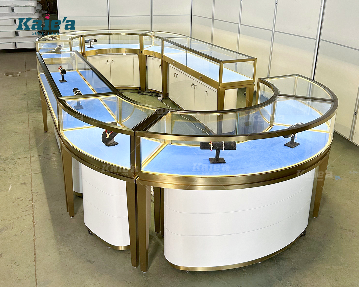 Oval Curved Island Jewelry Showcase