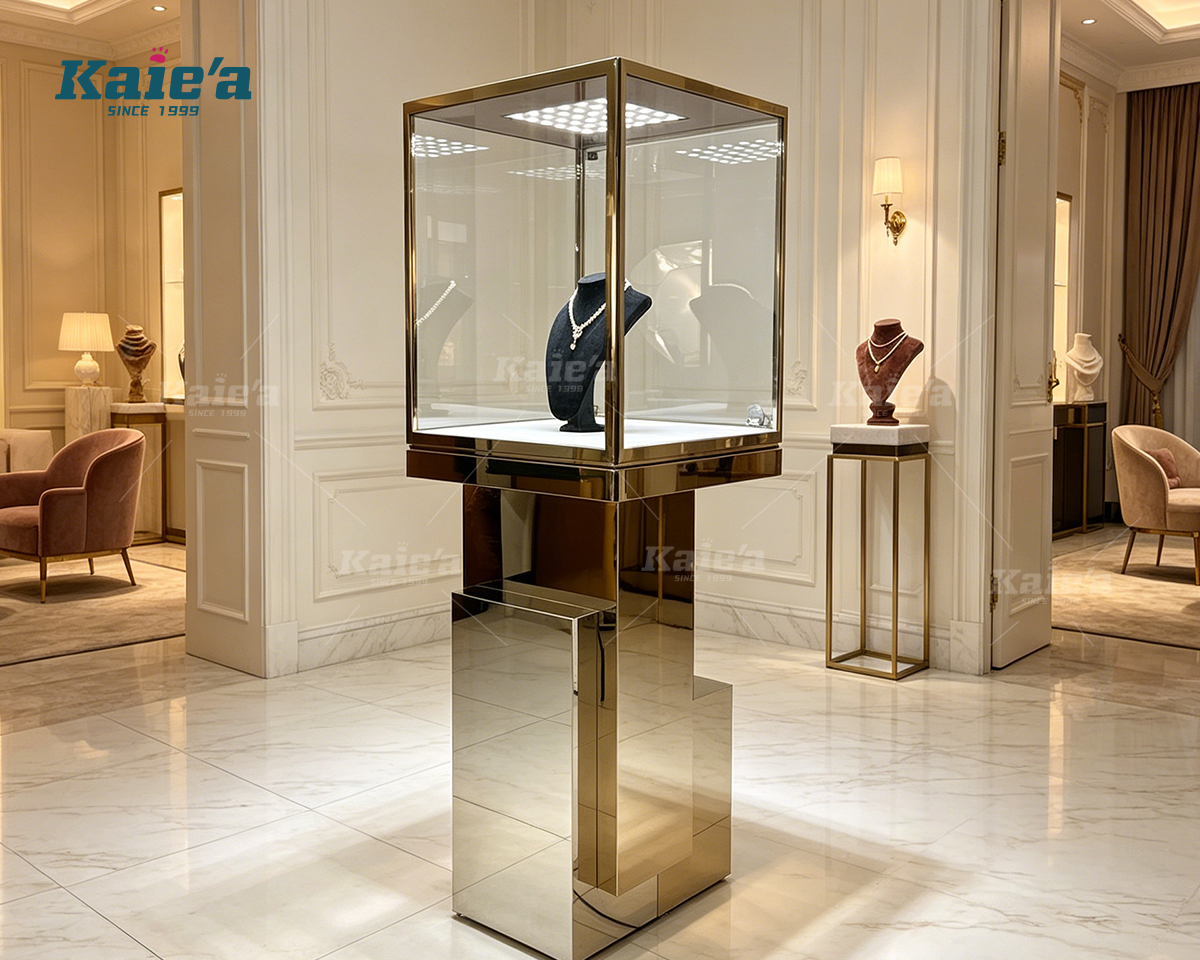 Abstract Stacked Tall Jewelry Showcase Pedestal