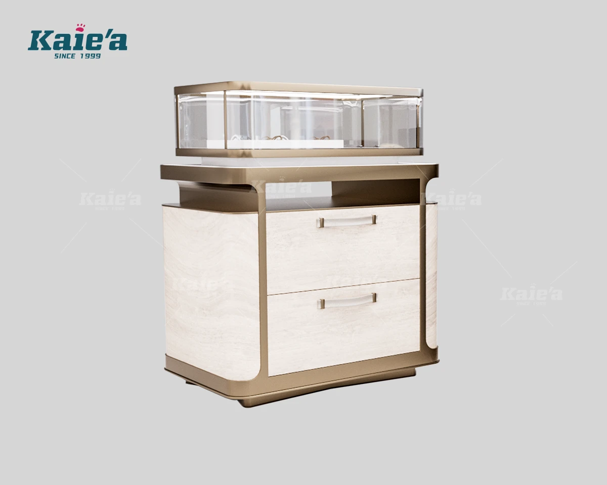 2-Tone Leather & Wood Jewelry Storage Showcase