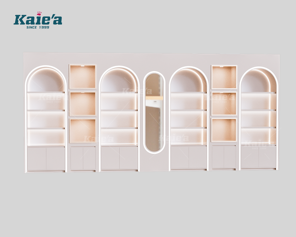 Cream Arched LED Jewelry Wall Shelf Unit