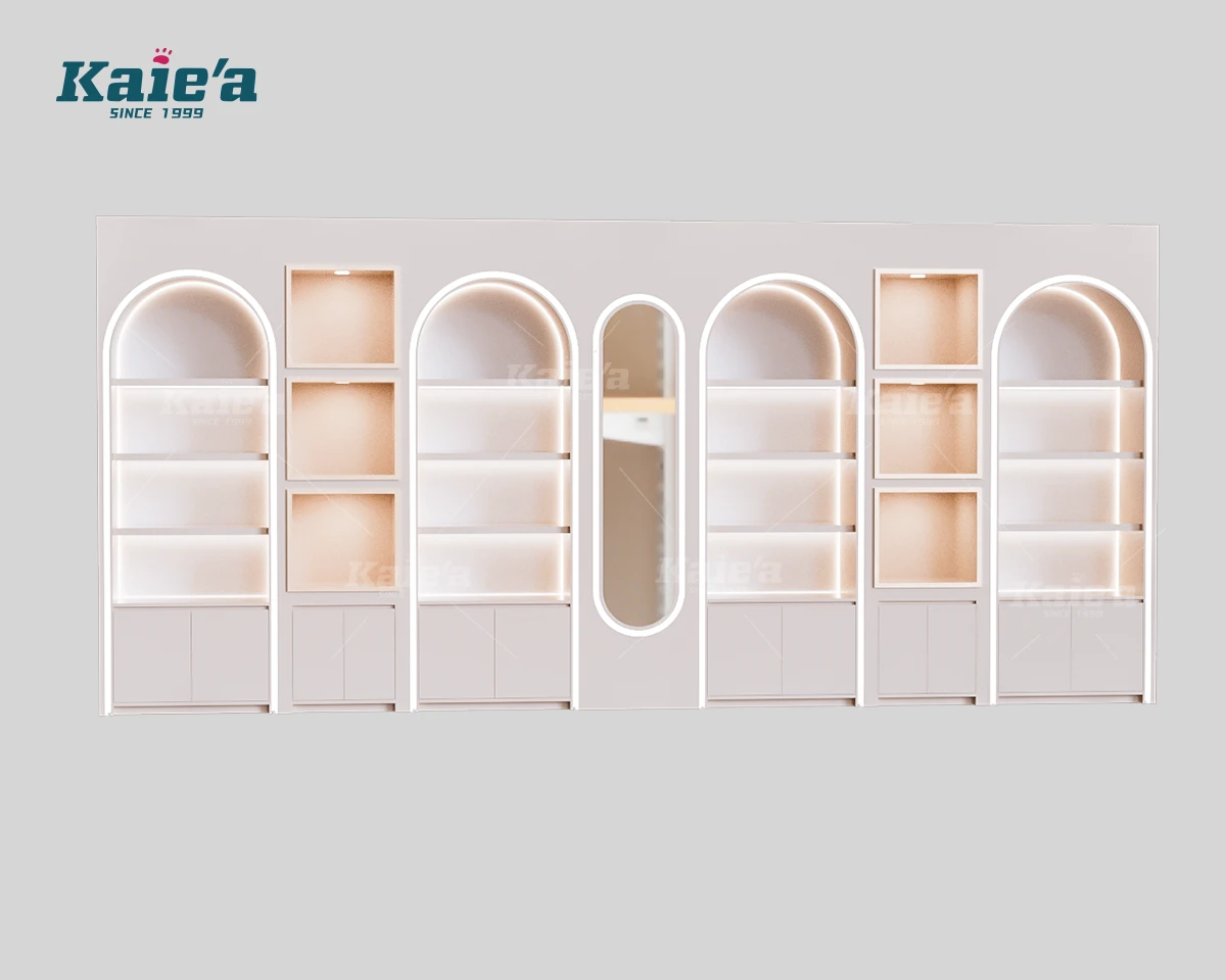 Cream Arched LED Jewelry Wall Shelf Unit