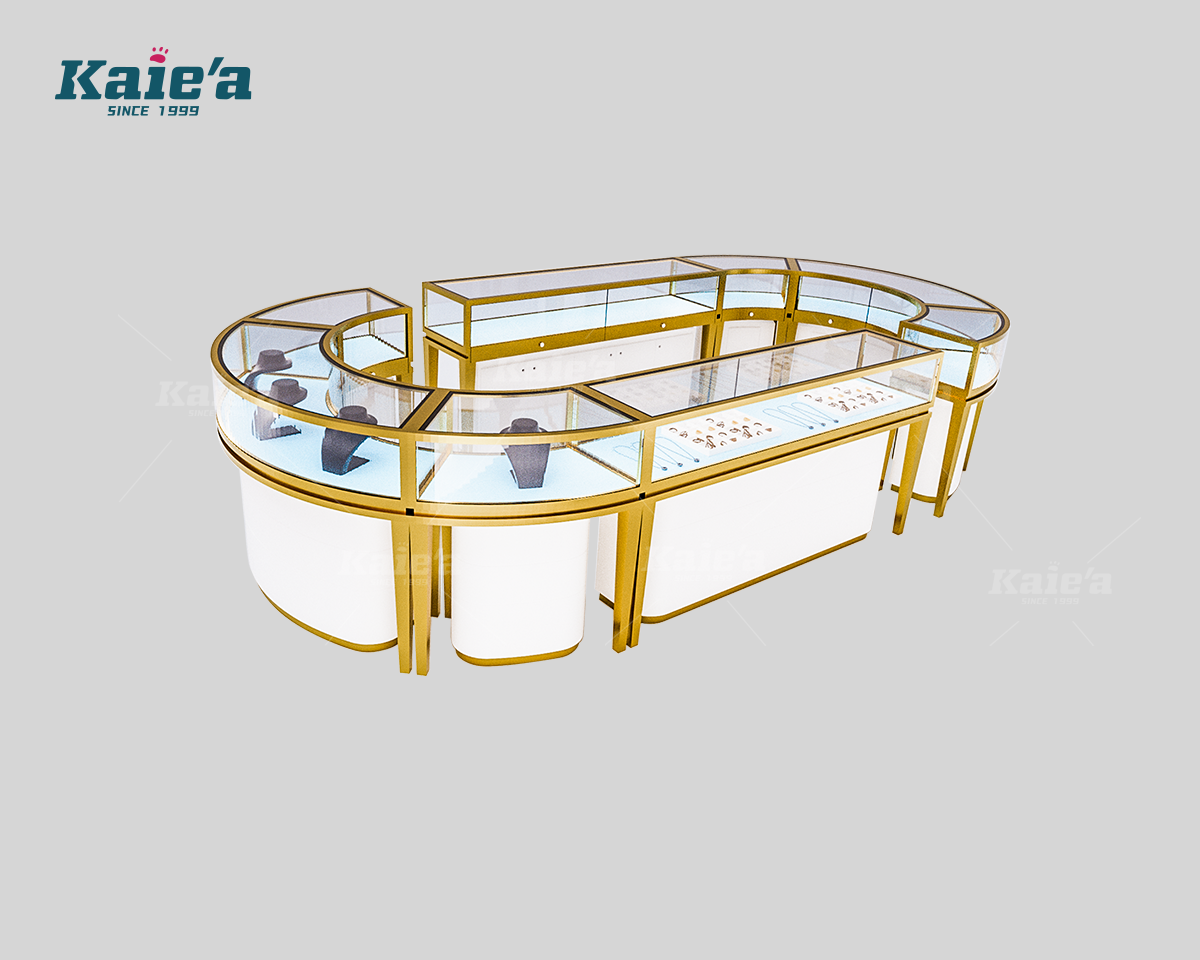 Oval Curved Island Jewelry Showcase