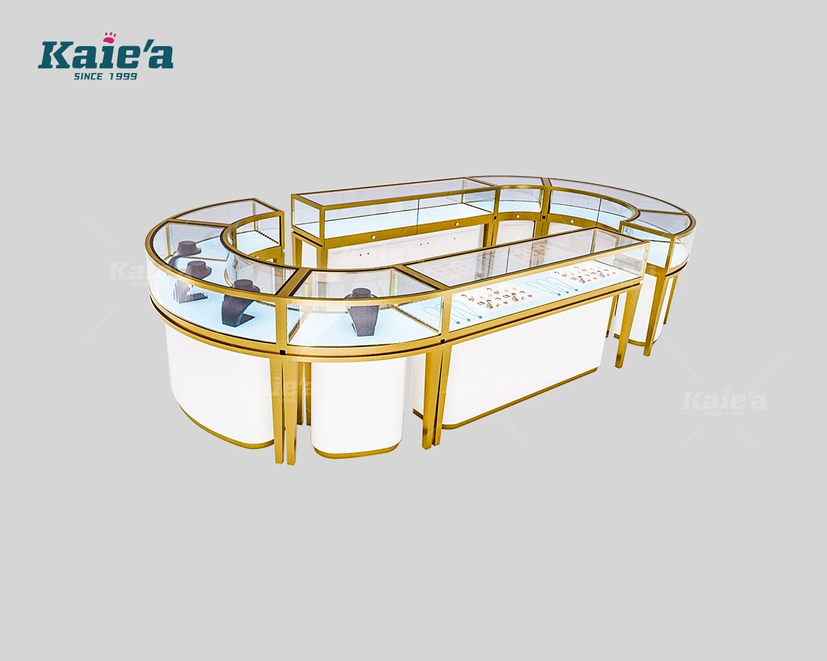 Oval Curved Island Jewelry Showcase