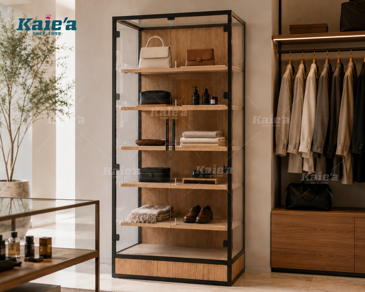 Closed Garment Display Showcase with Double Glass Doors