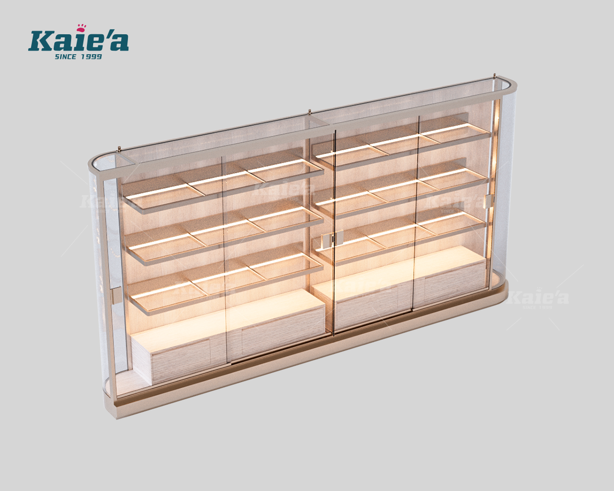 Wide Curved Luxury Glass Display Wall Cabinet