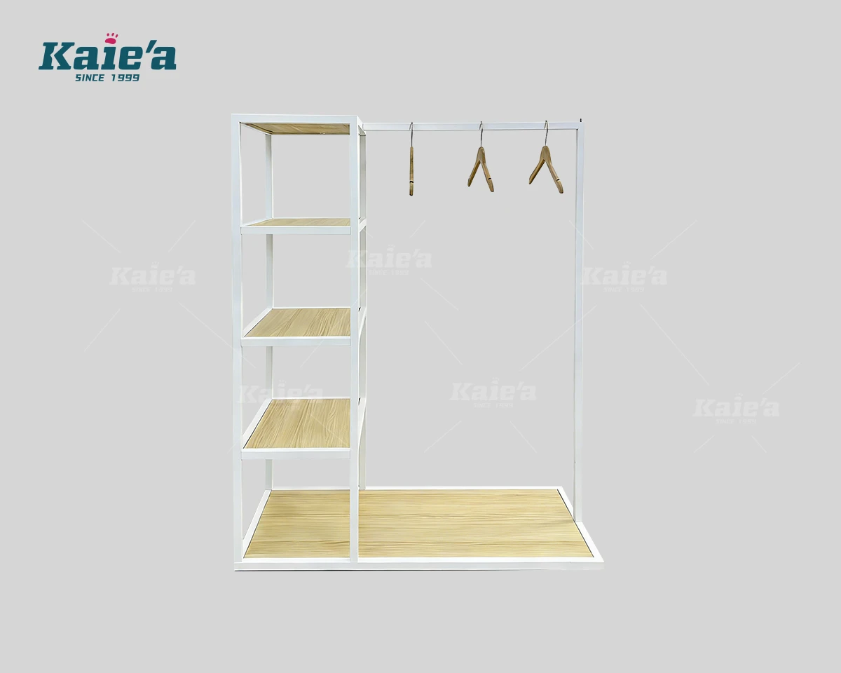 White Integrated Garment Storage & Hanging Rack