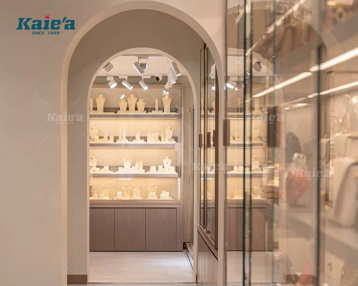 Wide Curved Luxury Glass Display Wall Cabinet