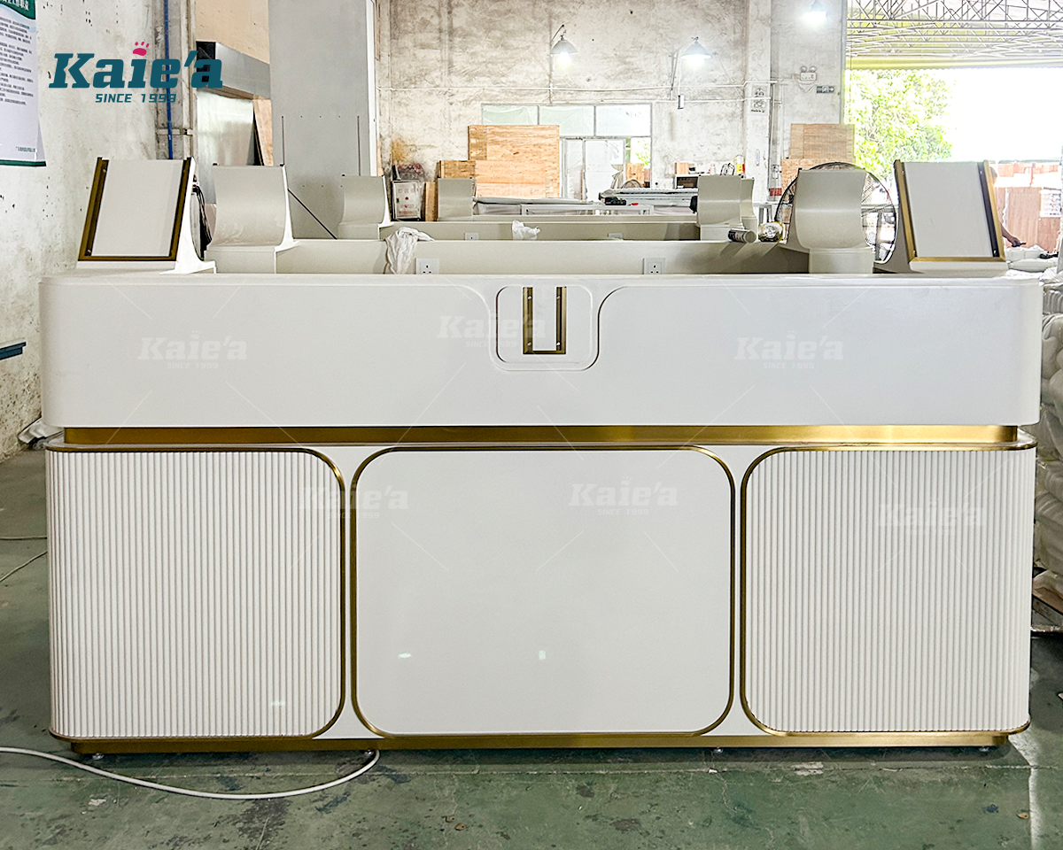 White & Gold Luxury Jewelry Shop Reception Checkout Counter