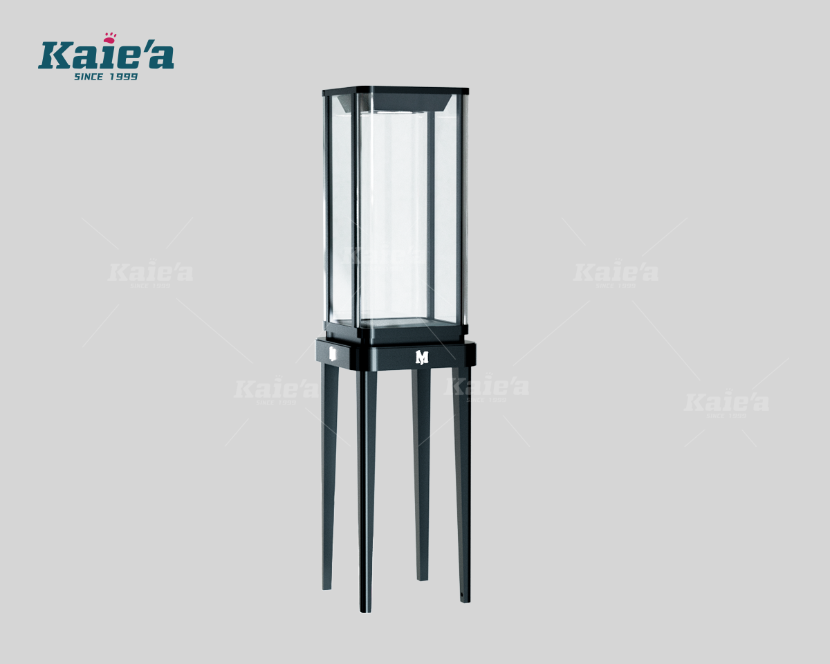 Dark Finish Jewelry Kiosk with Free Standing Vitrines