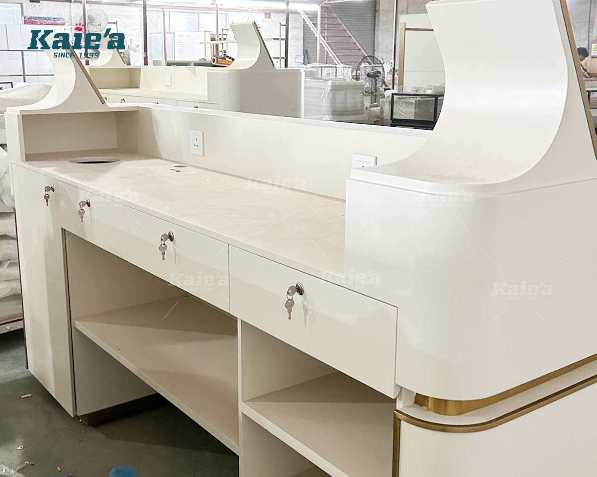 White & Gold Luxury Jewelry Shop Reception Checkout Counter
