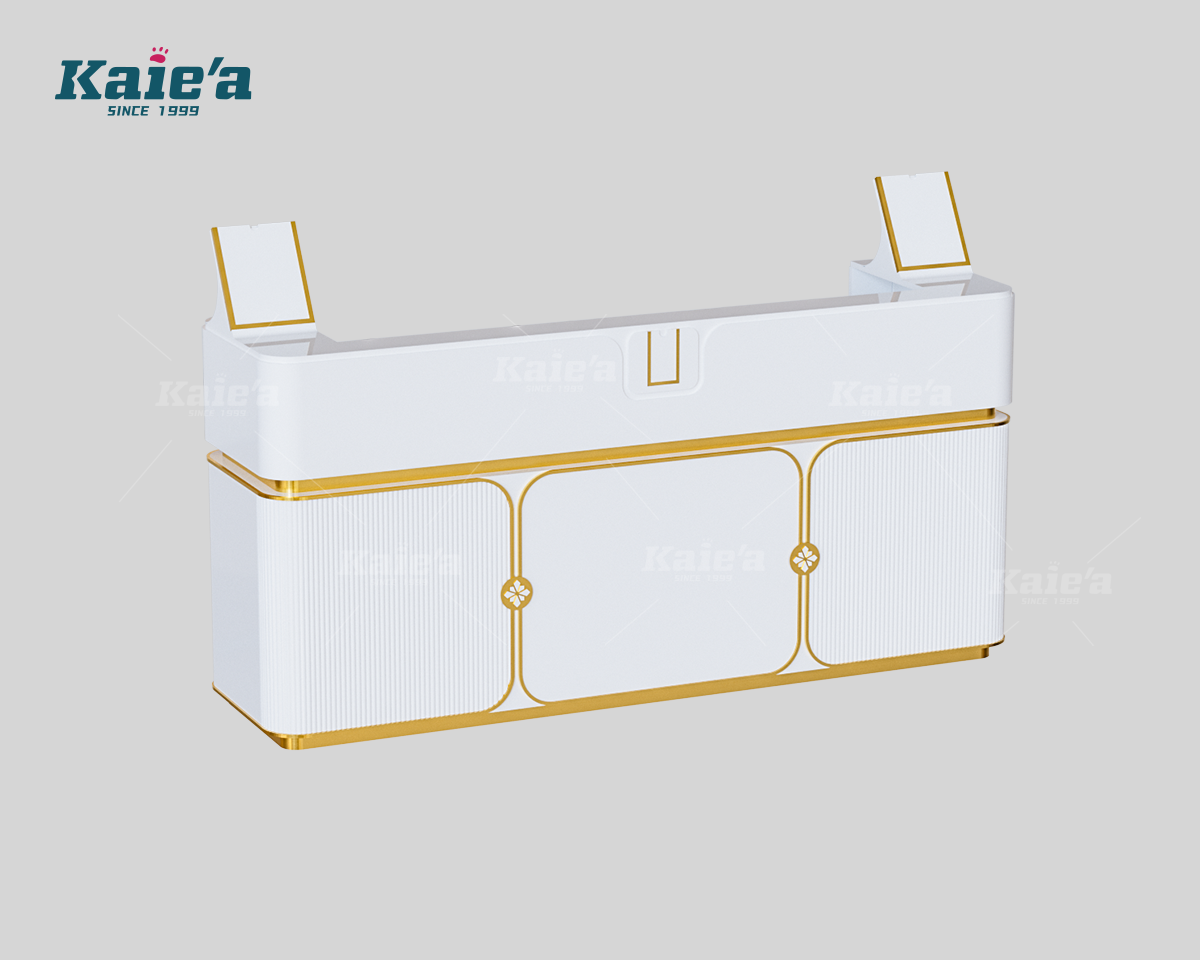 White & Gold Luxury Jewelry Shop Reception Checkout Counter