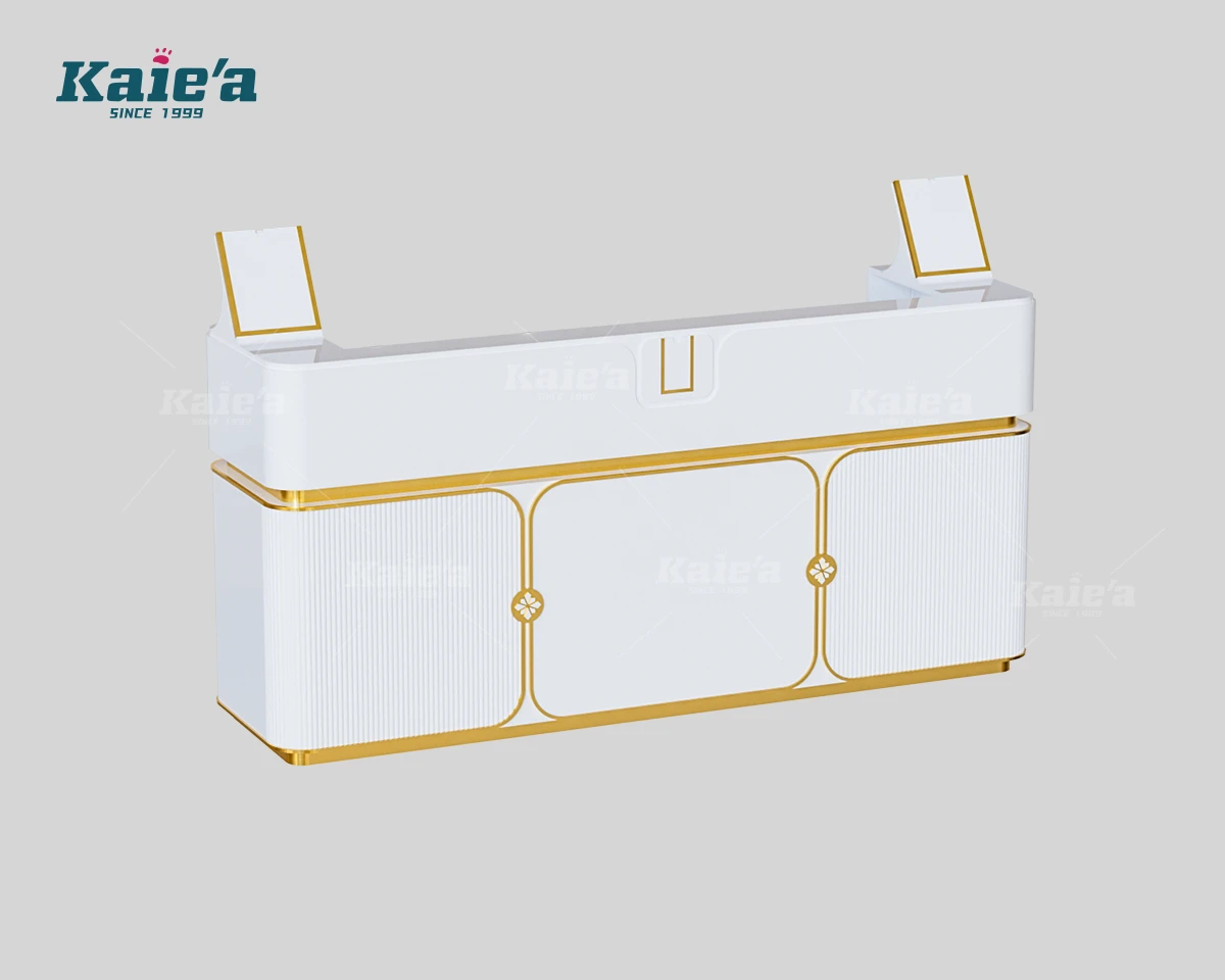White & Gold Luxury Jewelry Shop Reception Checkout Counter