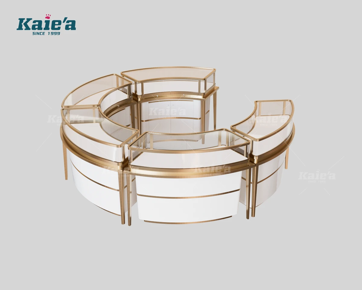 Gold Framed Jewelry Island Vitrine